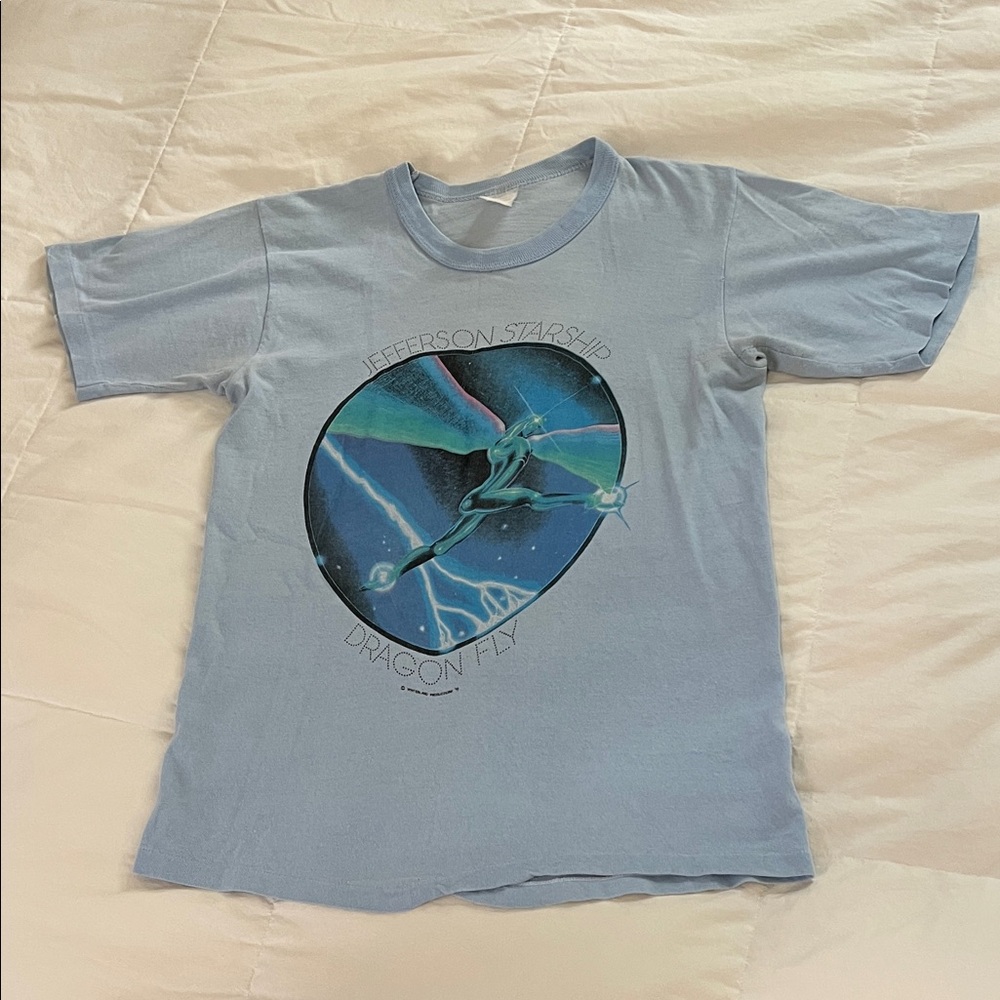 Original Jefferson Starship Dragonfly Single Stitch Blue vintage Band Tshirt